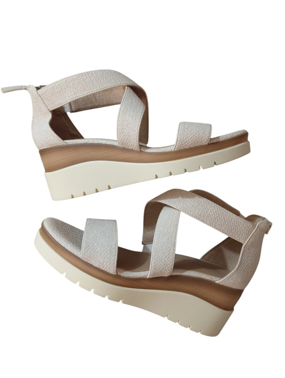 SOUL Naturalizer Beige Cresm Strappy Platforn Wedge Sandals Size 9